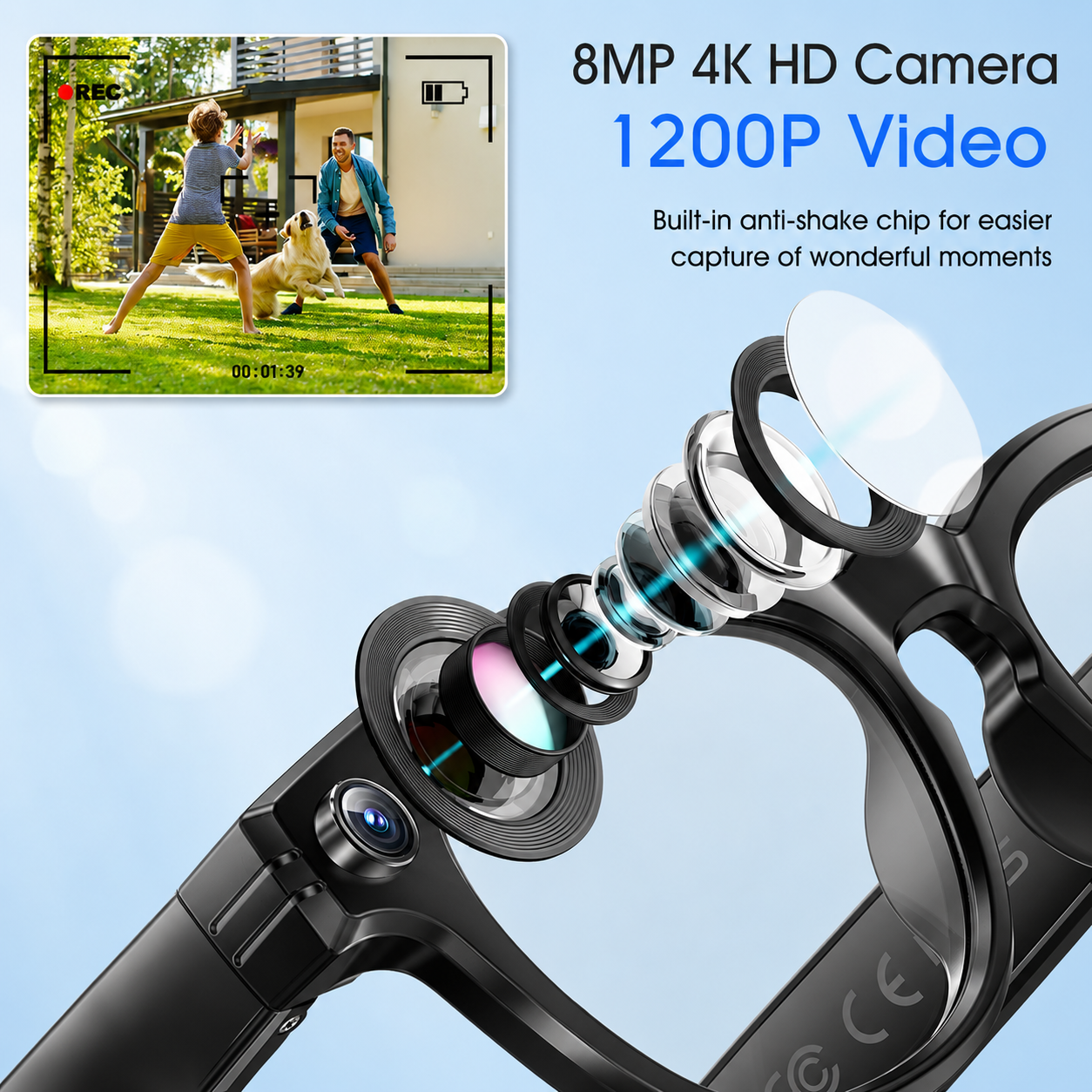UltraVision™ AI Smart Glasses – 4K HD Camera & Wireless Bluetooth Audio