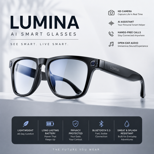 UltraVision™ AI Smart Glasses – 4K HD Camera & Wireless Bluetooth Audio