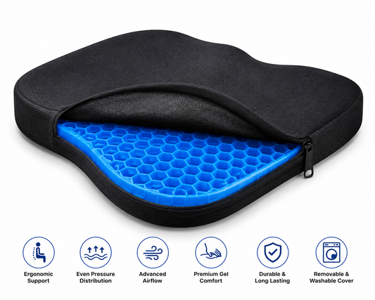 ComfortFlex™ Gel Seat Cushion — Back & Tailbone Relief | Kenzu